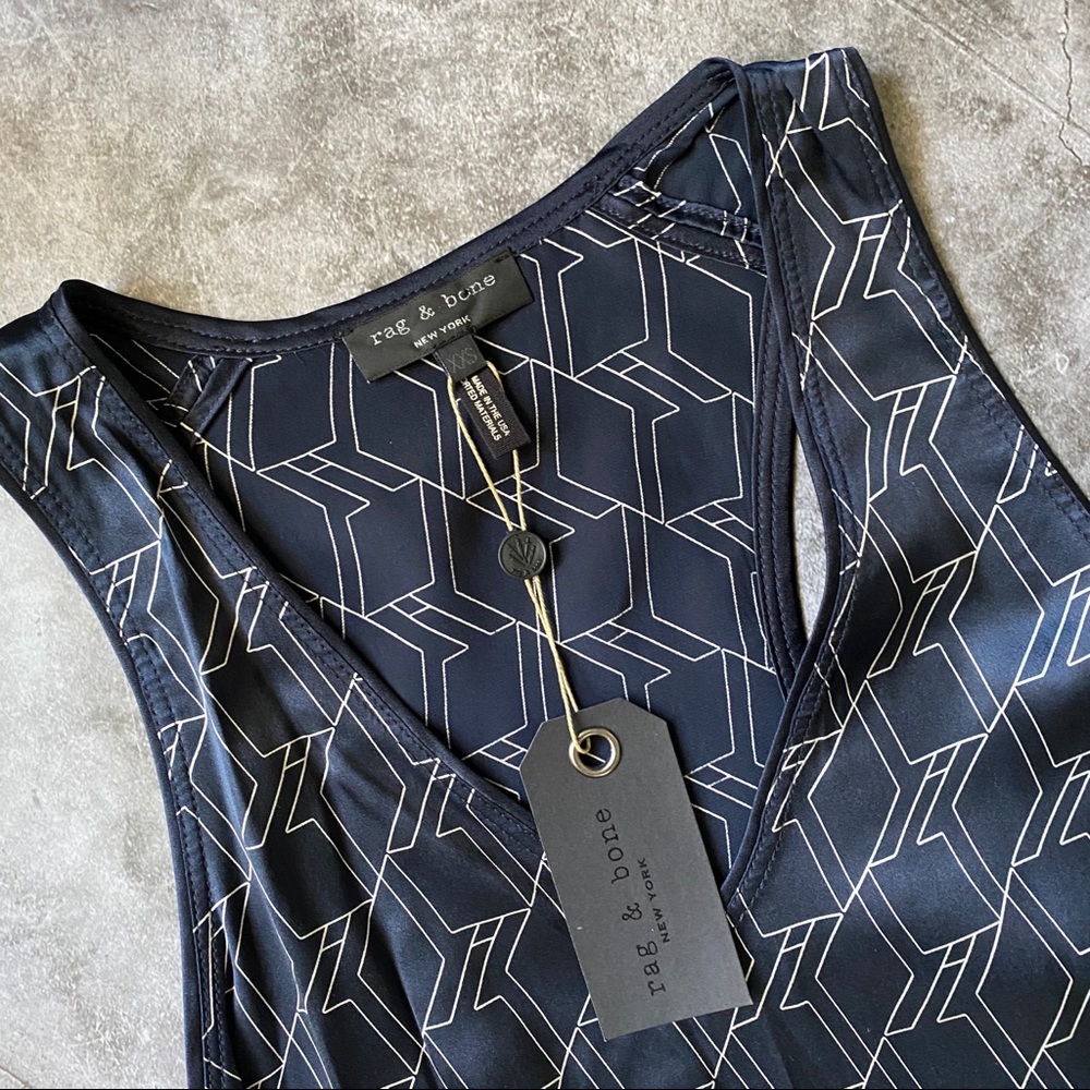 NWT RAG&BONE Geometric Racerback silk tank xxs
